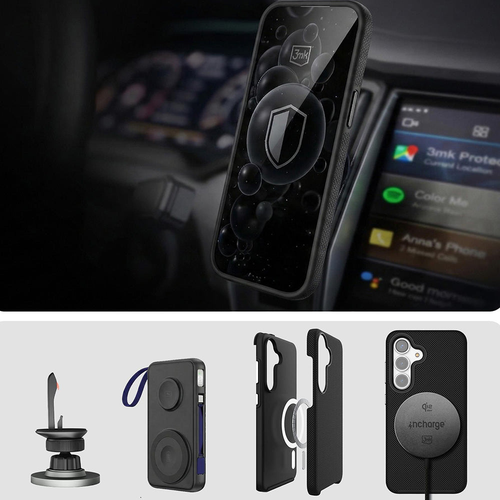 Handyhülle für Galaxy S25, 3mk Hardy Shockproof MagCase mit MagSafe, Schwarz