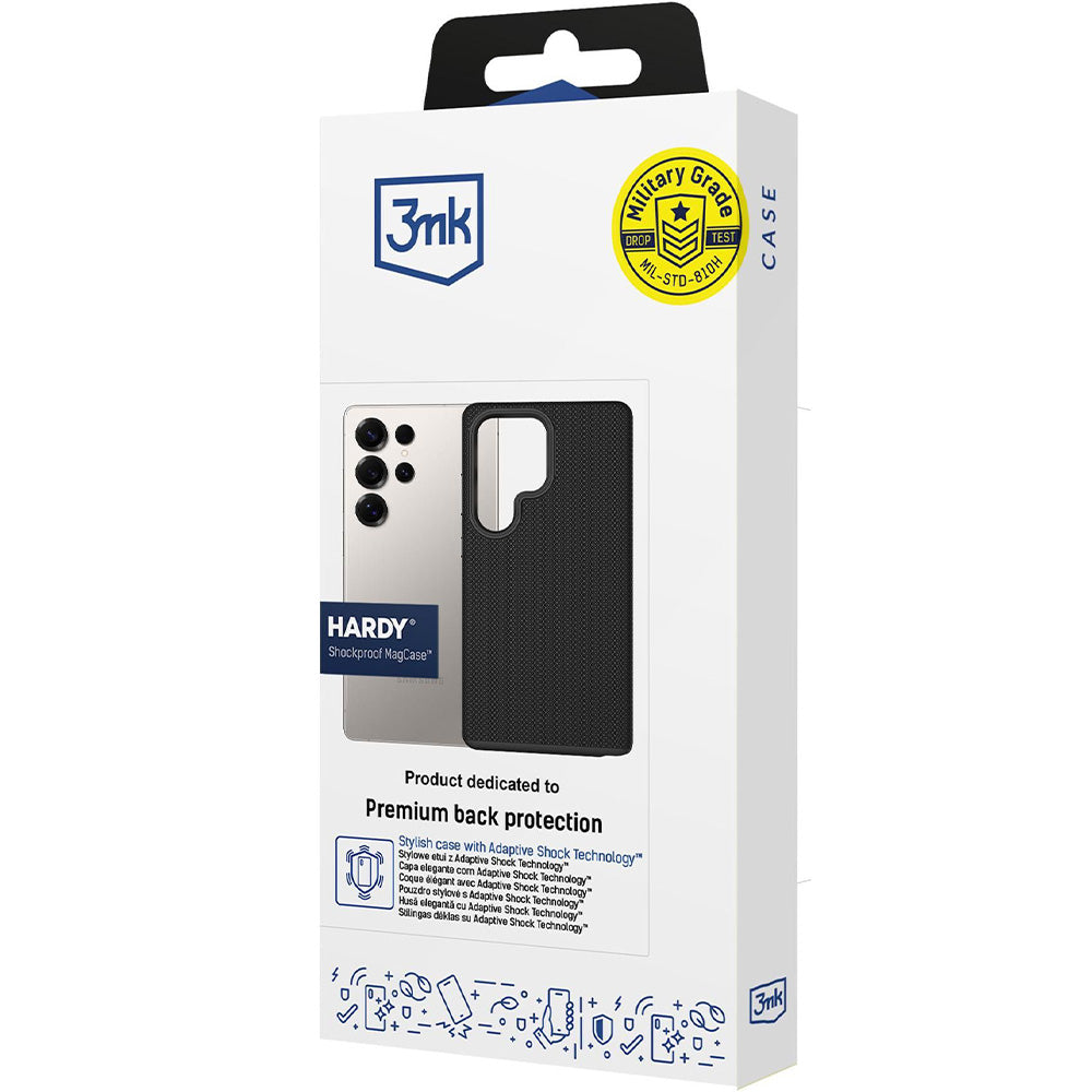 Handyhülle für Galaxy S25 Ultra, 3mk Hardy Shockproof MagCase mit MagSafe, Schwarz