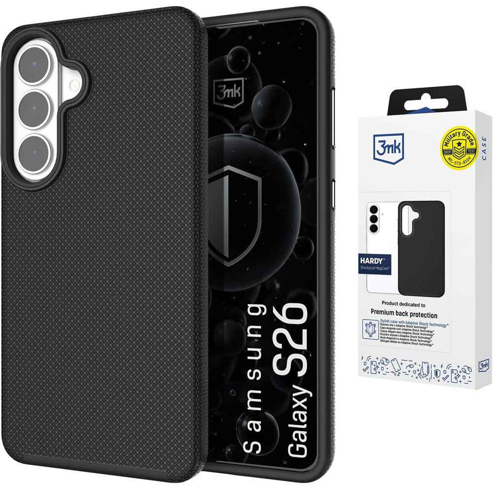 Handyhülle für Galaxy S26, 3mk Hardy Shockproof MagCase mit MagSafe, Schwarz