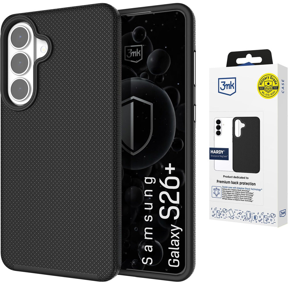 Handyhülle für Galaxy S26 Plus, 3mk Hardy Shockproof MagCase mit MagSafe, Schwarz