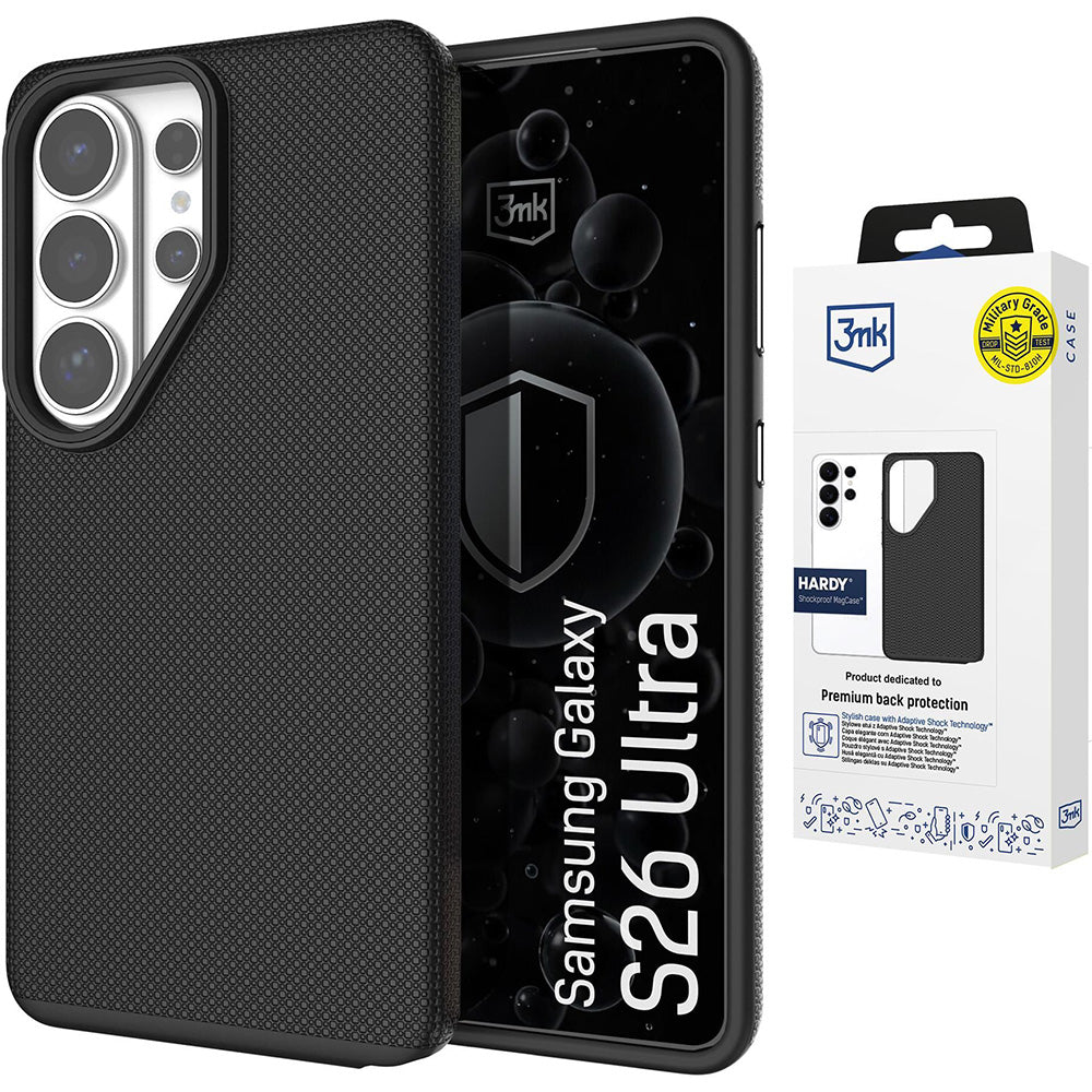 Handyhülle für Galaxy S26 Ultra, 3mk Hardy Shockproof MagCase mit MagSafe, Schwarz
