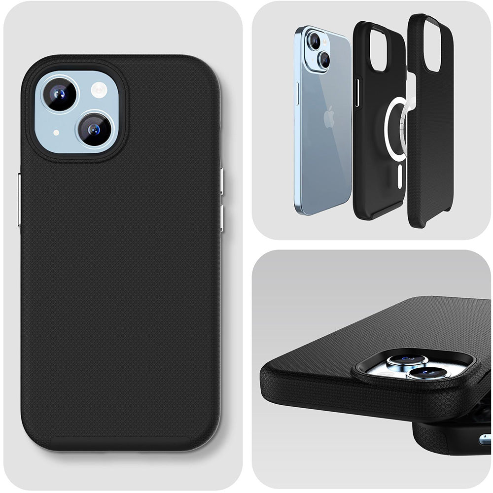 Handyhülle für iPhone 15, 3mk Hardy Shockproof MagCase mit MagSafe, Schwarz