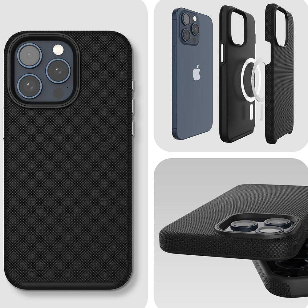 Handyhülle für iPhone 15 Pro Max, 3mk Hardy Shockproof MagCase mit MagSafe, Schwarz