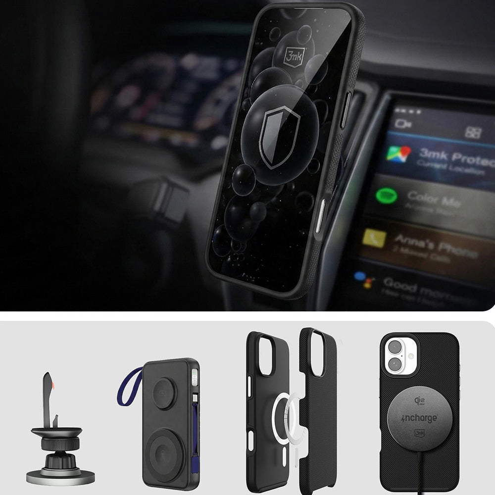 Handyhülle für iPhone 16, 3mk Hardy Shockproof MagCase mit MagSafe, Schwarz