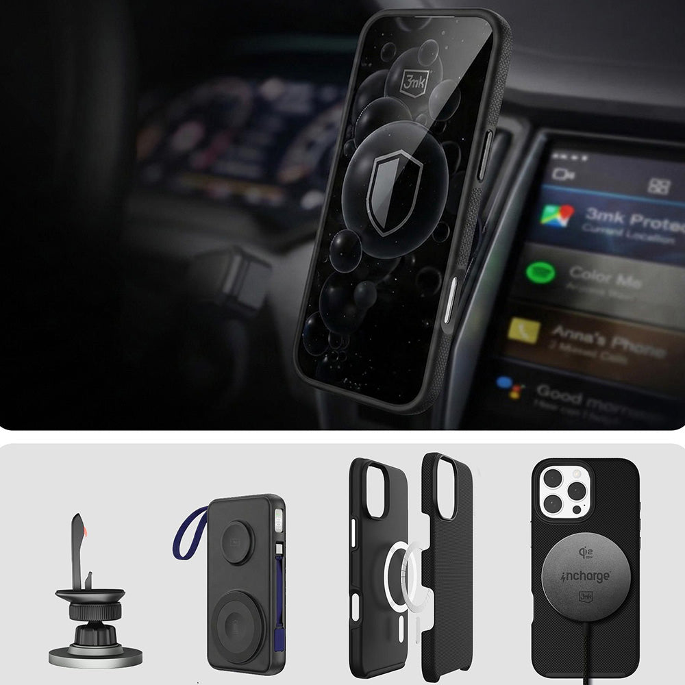 Handyhülle für iPhone 16 Pro, 3mk Hardy Shockproof MagCase mit MagSafe, Schwarz
