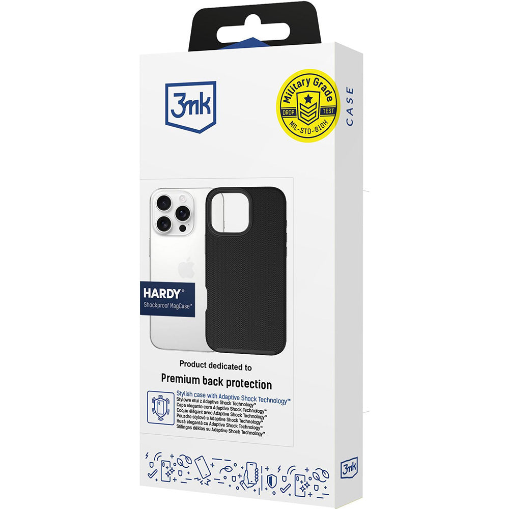 Handyhülle für iPhone 16 Pro Max, 3mk Hardy Shockproof MagCase mit MagSafe, Schwarz
