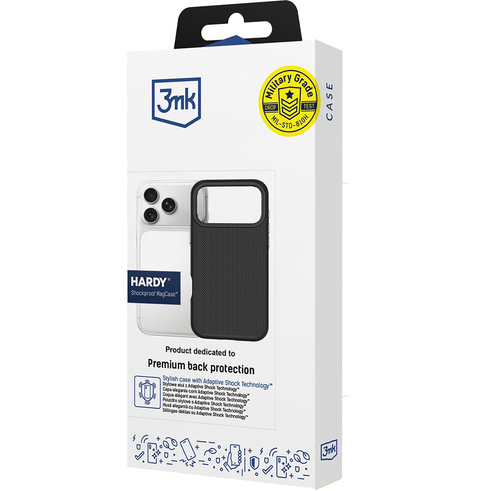 Handyhülle für iPhone 17 Pro, 3mk Hardy Shockproof MagCase mit MagSafe, Schwarz