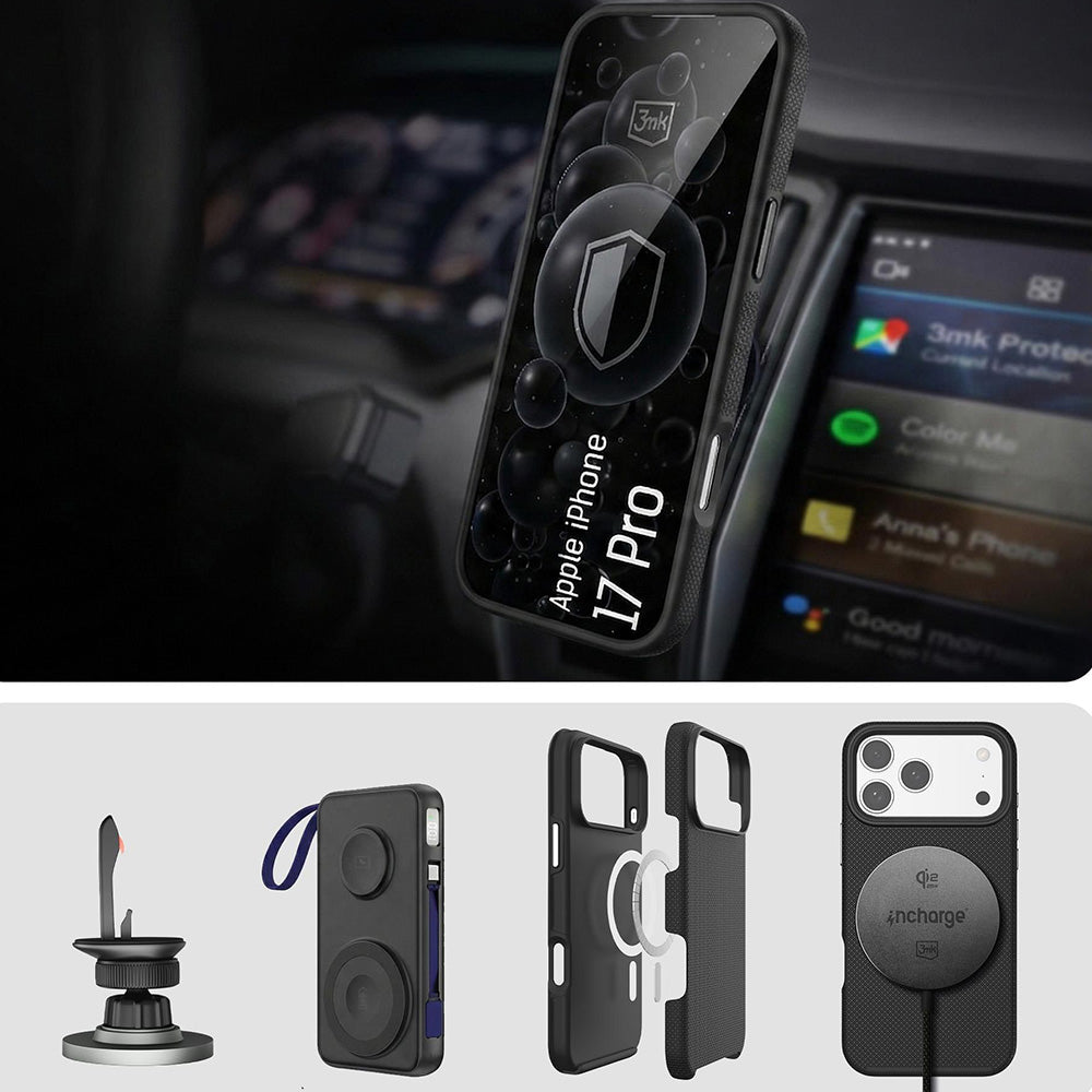 Handyhülle für iPhone 17 Pro, 3mk Hardy Shockproof MagCase mit MagSafe, Schwarz