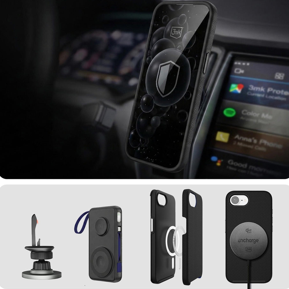 Handyhülle für iPhone 17e / 16e, 3mk Hardy Shockproof MagCase mit MagSafe, Schwarz