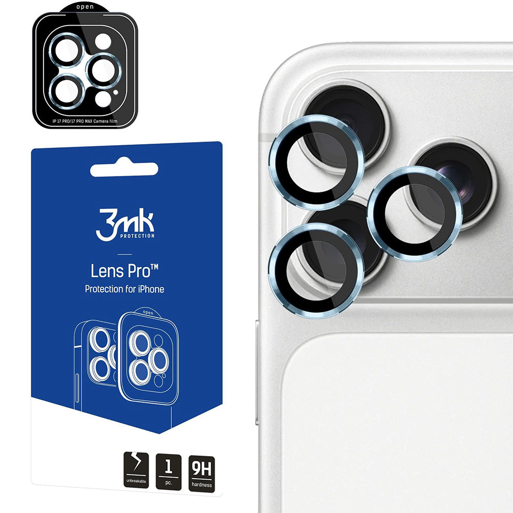 Objektivschutz für iPhone 17 Pro Max / 17 Pro, 3mk Lens Protection Pro, Blau
