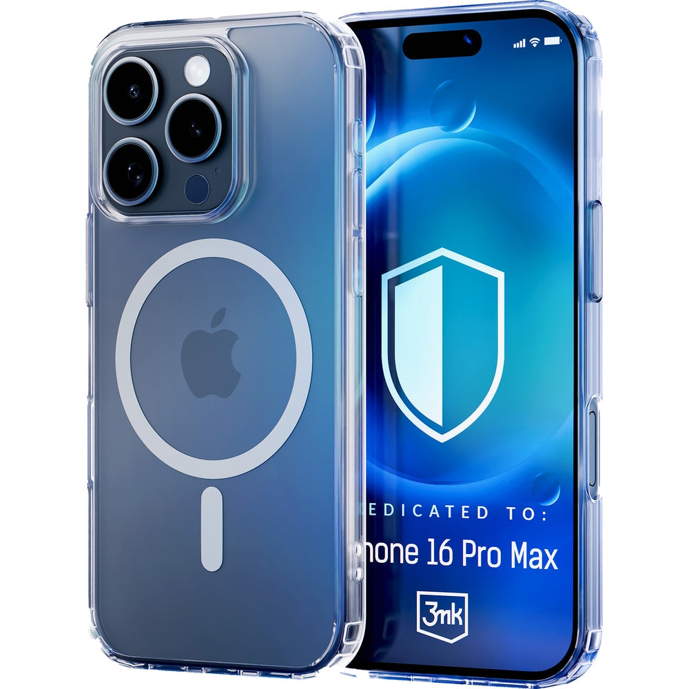 Handyhülle für iPhone 16 Pro Max, 3mk MagCase, Transparent und Weiß