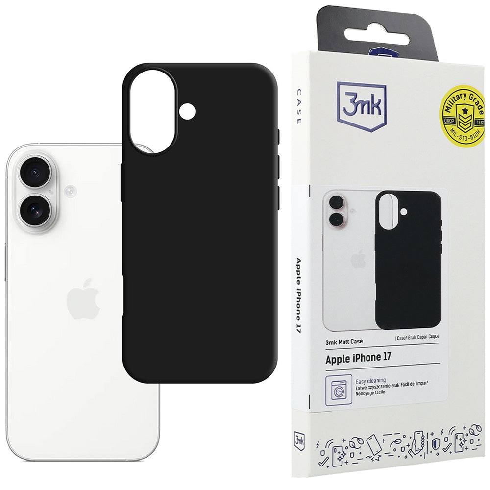 Handyhülle für iPhone 17, 3mk Matt Case, Schwarz