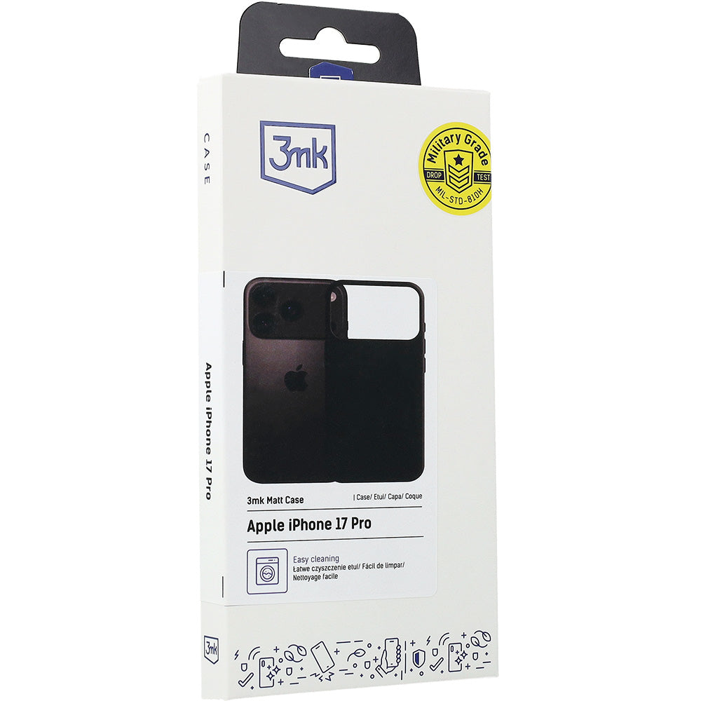 Handyhülle für iPhone 18 Pro / 17 Pro, 3mk Matt Case, Schwarz