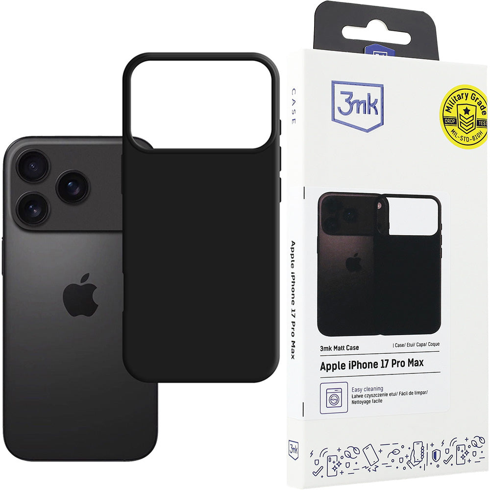 Handyhülle für iPhone 18 Pro Max / 17 Pro Max, 3mk Matt Case, Schwarz