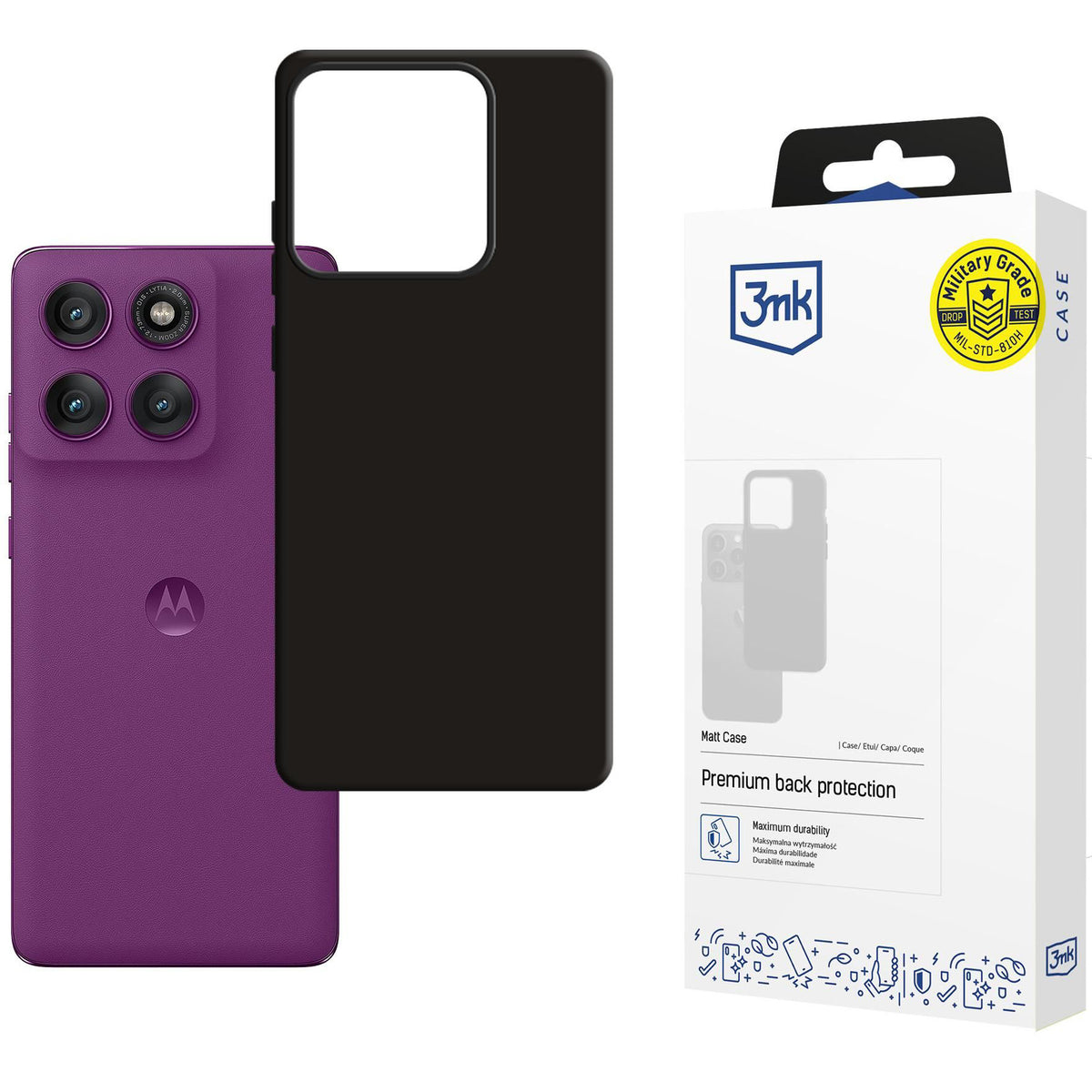Handyhülle für Motorola Edge 60 Pro, 3mk Matt Case, Schwarz