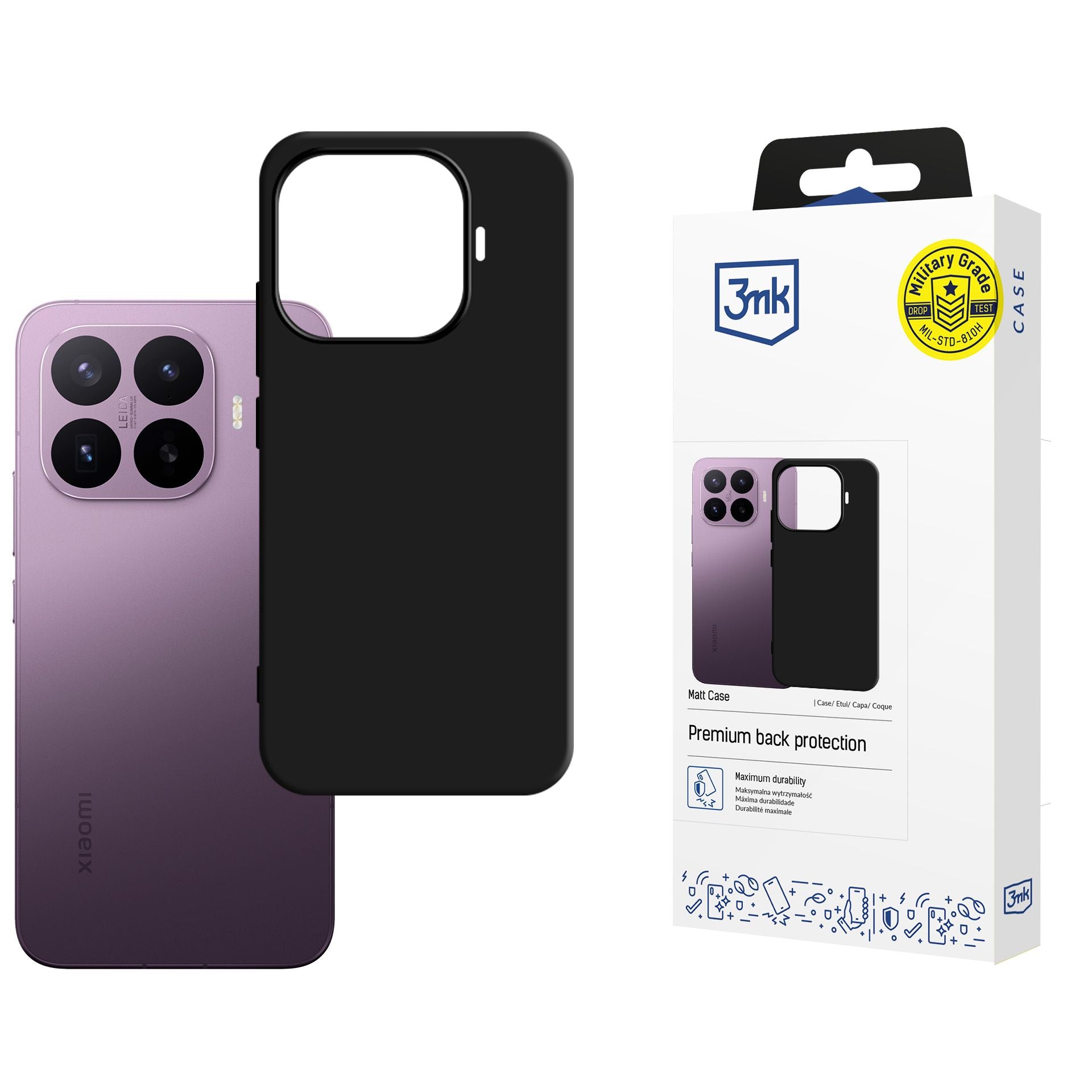 Handyhülle für Xiaomi 17T Pro, 3mk Matt Case, Mattes Schwarz