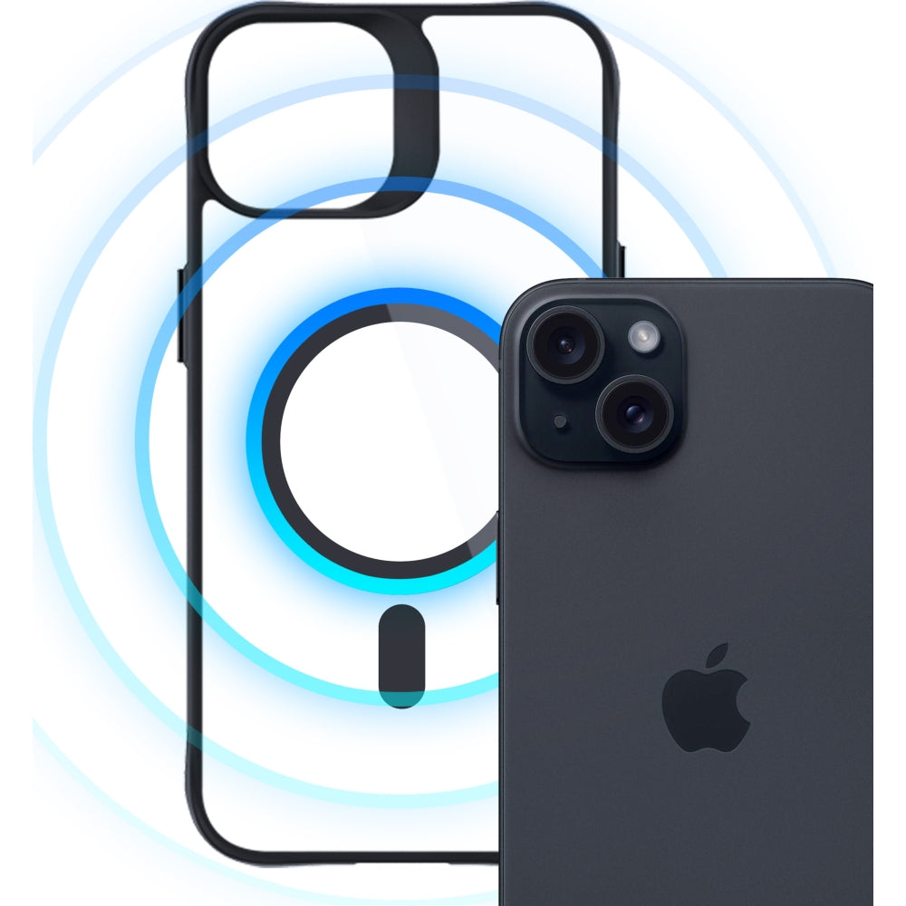 Handyhülle 3mk Satin Armor Case+ MagSafe für Apple iPhone 15, Schwarz