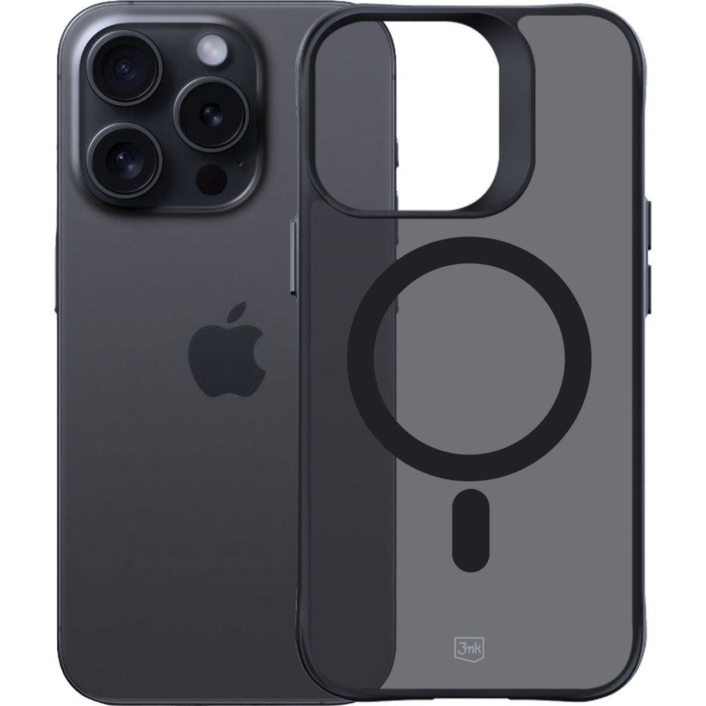 Handyhülle 3mk Smoke MagCase für Apple iPhone 15 Pro, Schwarz