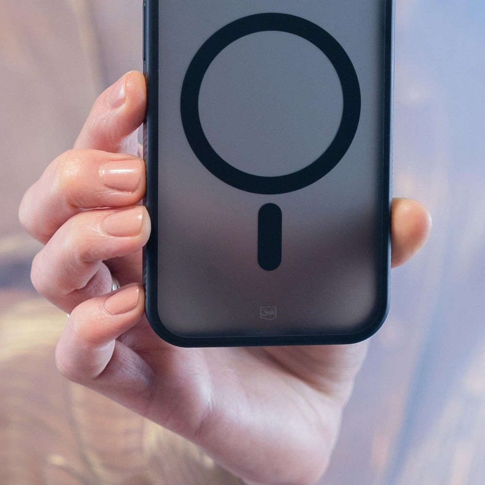 Handyhülle für iPhone 16, 3mk Smoke MagCase, Durchscheinend mit schwarzen Rahmen