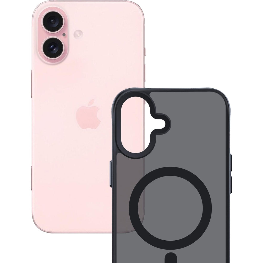 Handyhülle für iPhone 16, 3mk Smoke MagCase, Durchscheinend mit schwarzen Rahmen