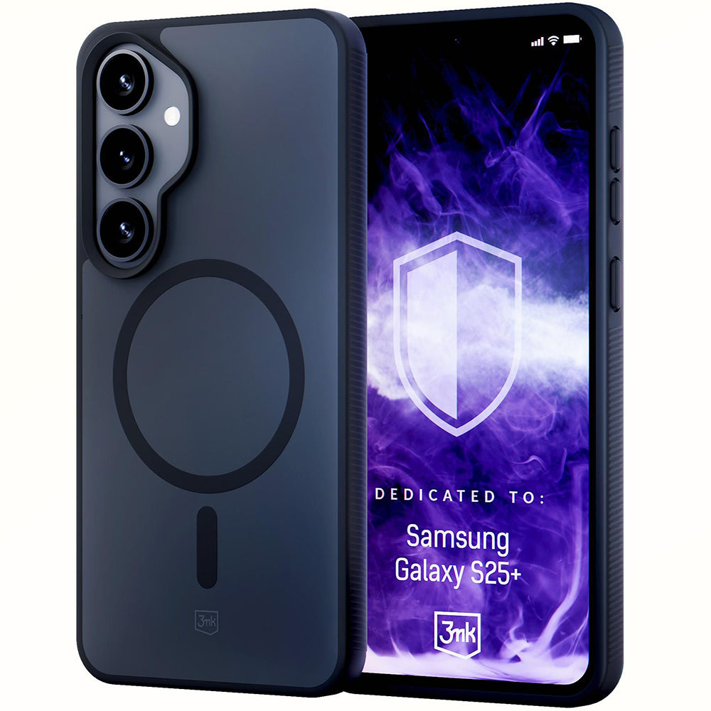 Handyhülle für Samsung Galaxy S25 Plus, 3mk Smoke MagCase, Durchscheinend mit schwarzen Rahmen