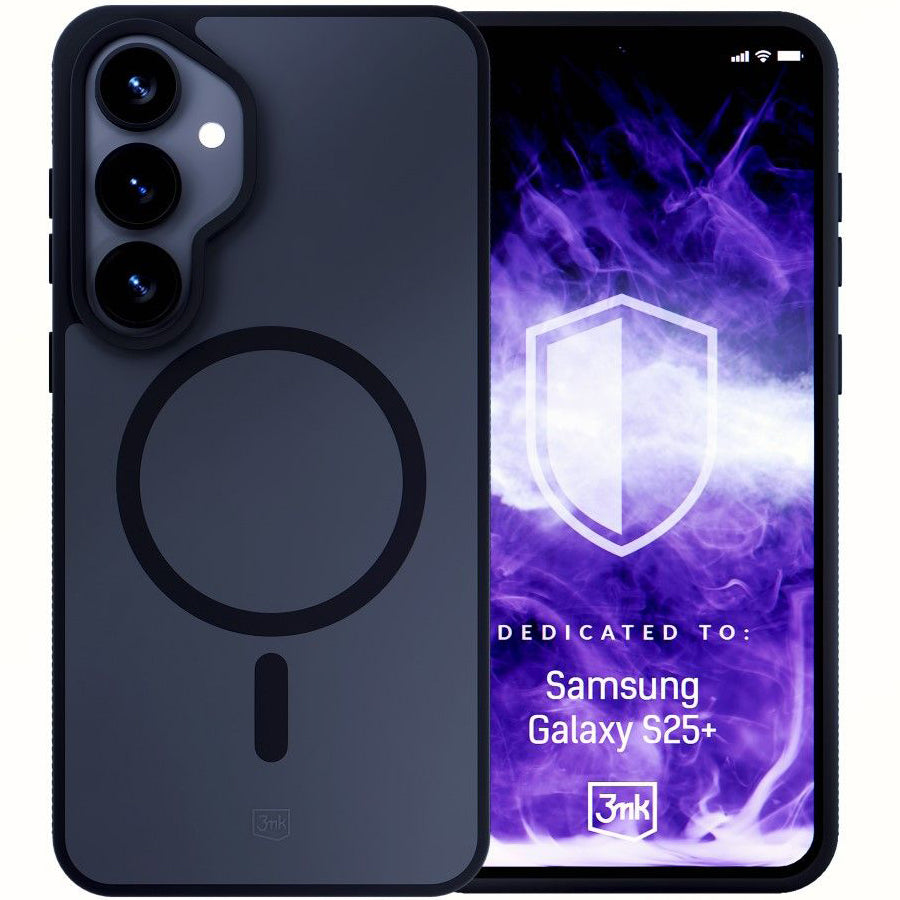 Handyhülle für Samsung Galaxy S25 Plus, 3mk Smoke MagCase, Durchscheinend mit schwarzen Rahmen