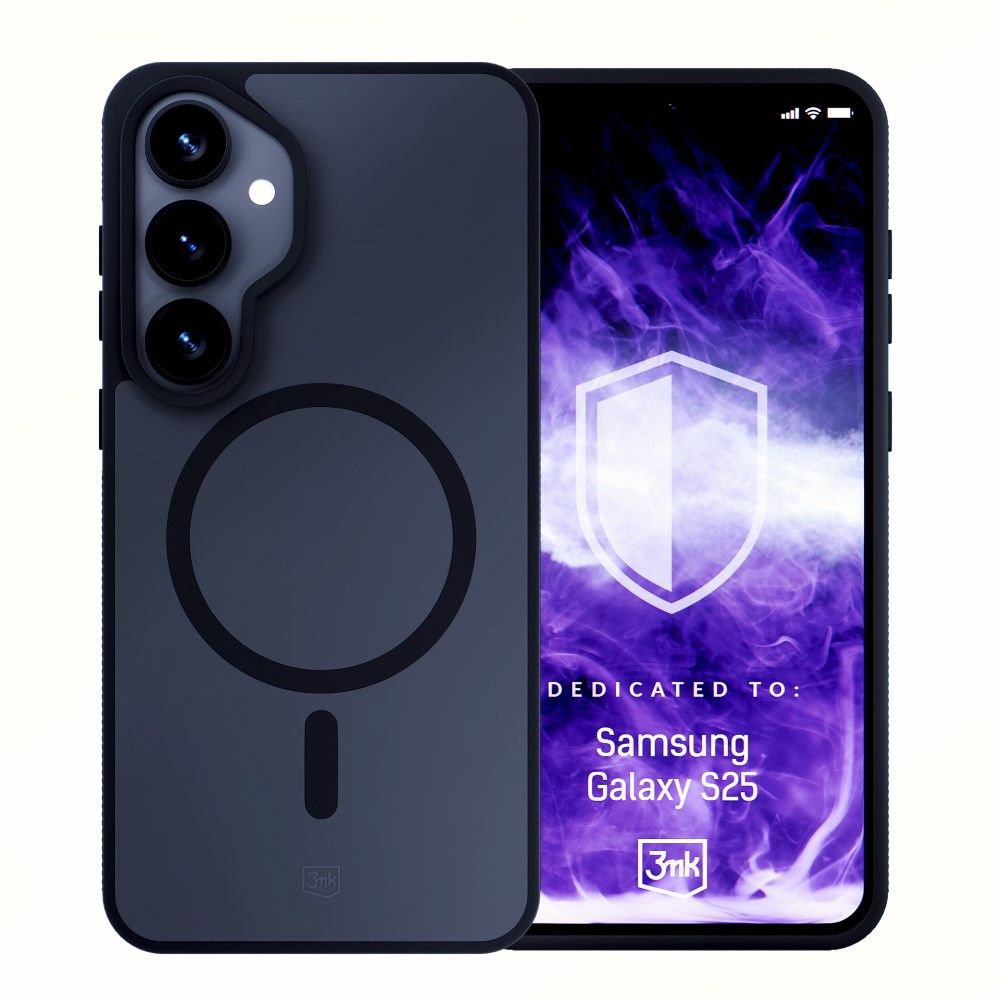 Handyhülle für Samsung Galaxy S25, 3mk Smoke MagCase, Durchscheinend mit schwarzen Rahmen