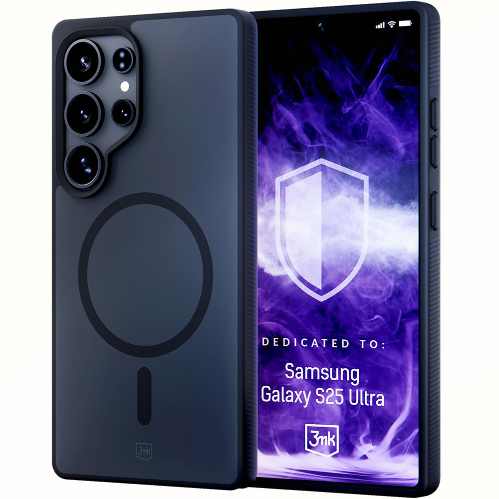 Handyhülle für Samsung Galaxy S25 Ultra, 3mk Smoke MagCase, Durchscheinend mit schwarzen Rahmen