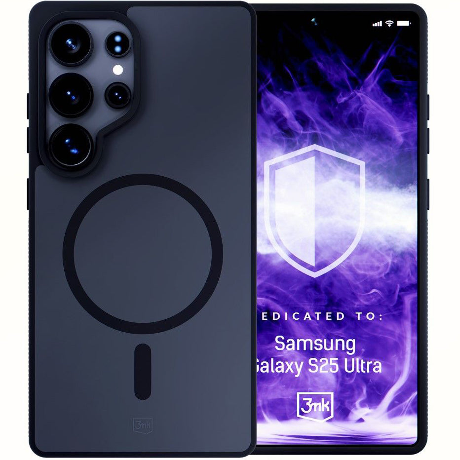 Handyhülle für Samsung Galaxy S25 Ultra, 3mk Smoke MagCase, Durchscheinend mit schwarzen Rahmen