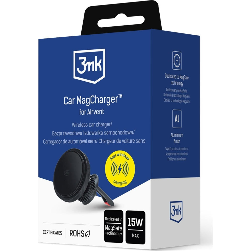 Magnetische Autohalterung 3mk MagCharger MagSafe für iPhone, Schwarz
