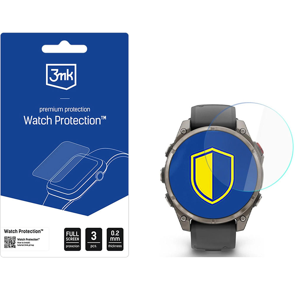 Hybridglas für Garmin Fenix 8 Pro AMOLED 47 mm, 3mk Watch Protection, 3 Stück