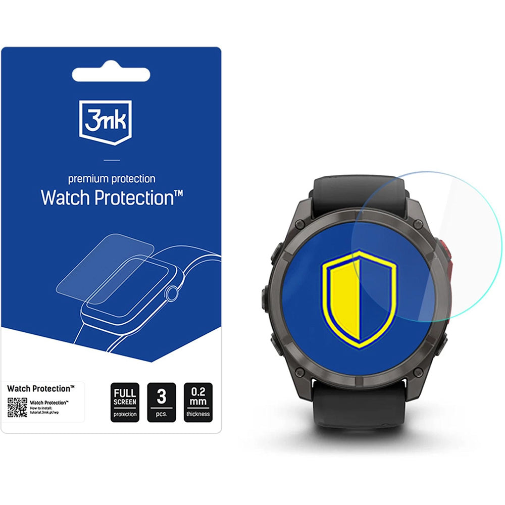 Hybridglas für Garmin Fenix 8 Pro AMOLED / MicroLED 51 mm, 3mk Watch Protection, 3 Stück