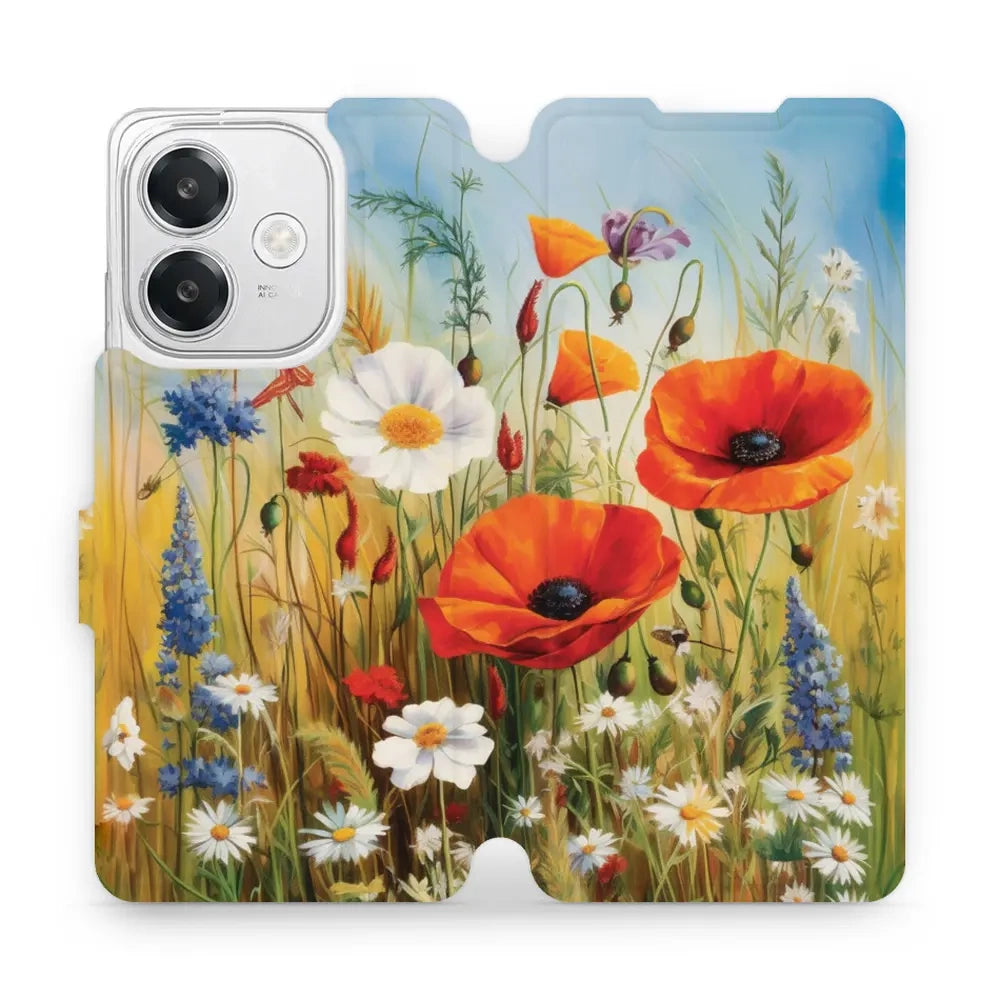 Handyhülle mit klappe für Oppo A40, Mobiwear Book, Wiesenblumen