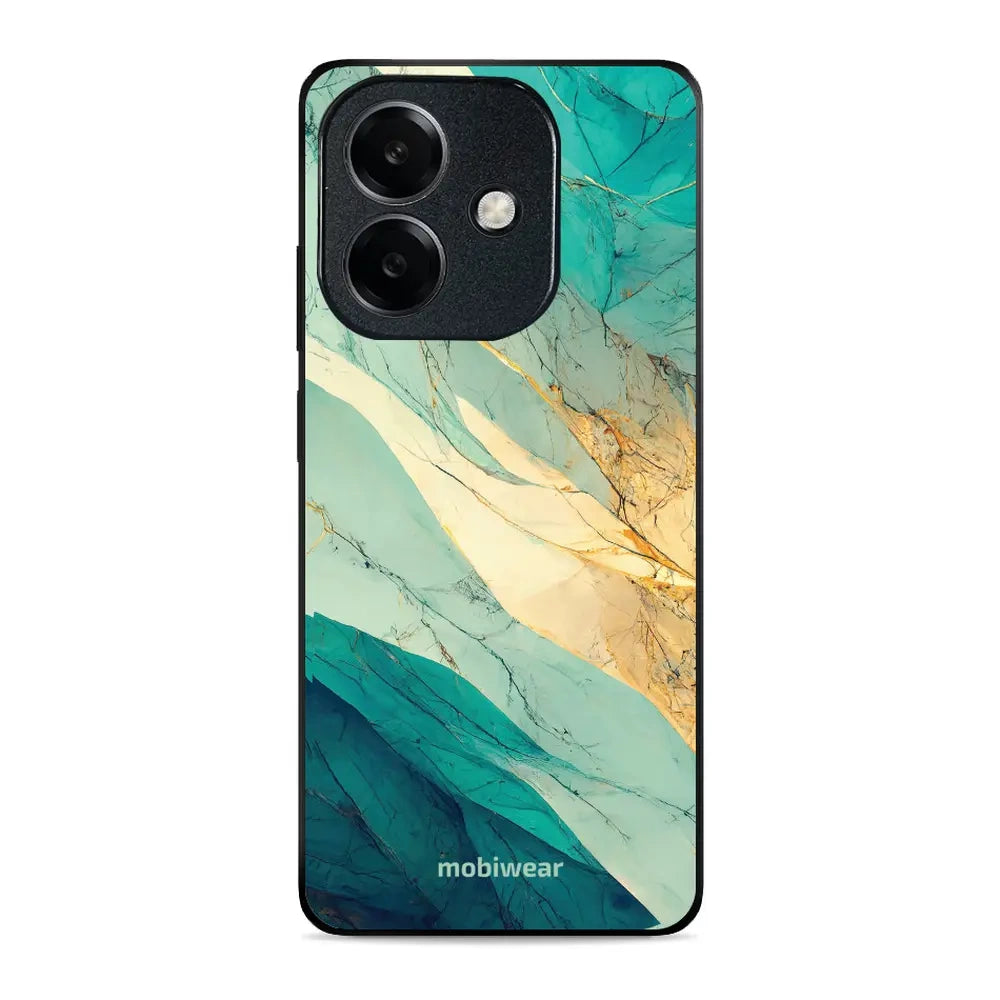 Handyhülle für Oppo A40M, Mobiwear Glossy Case, Türkis-Marmor