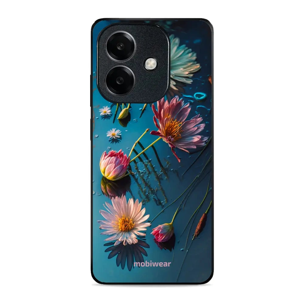 Handyhülle für Oppo A40, Mobiwear Glossy Case, Blau-Blumig