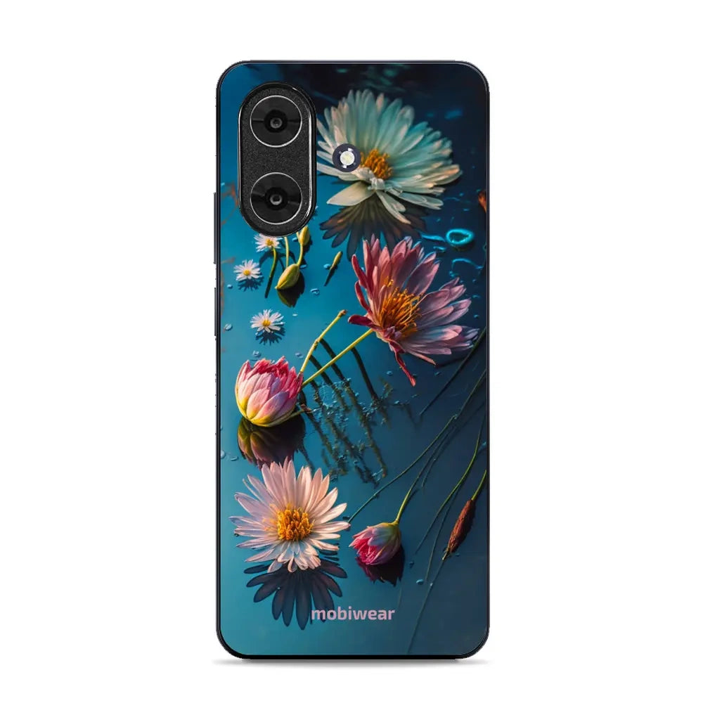 Handyhülle für Realme Note 60, Mobiwear Glossy Case, Blau-Blumig