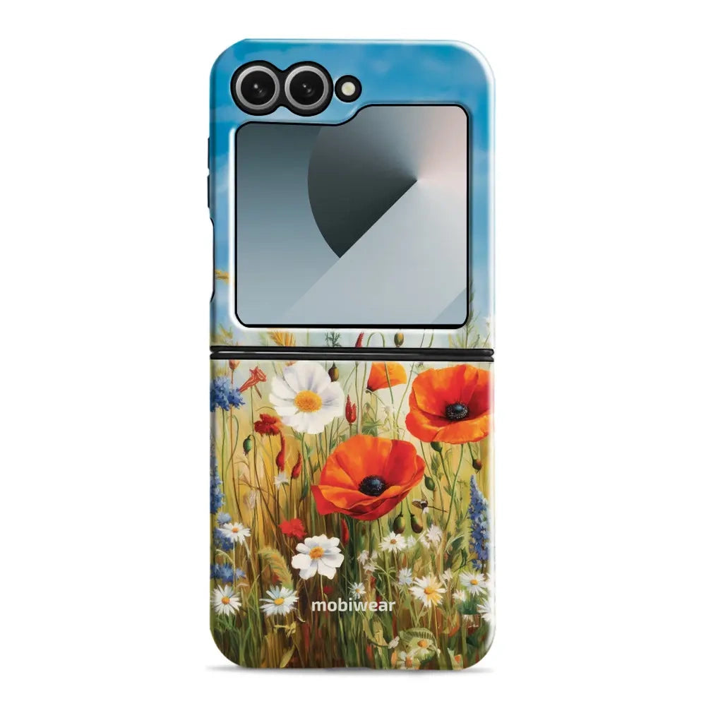 Handyhülle für Galaxy Z Flip7 FE / Z Flip6, Mobiwear Elite Pro, Wiesenblumen