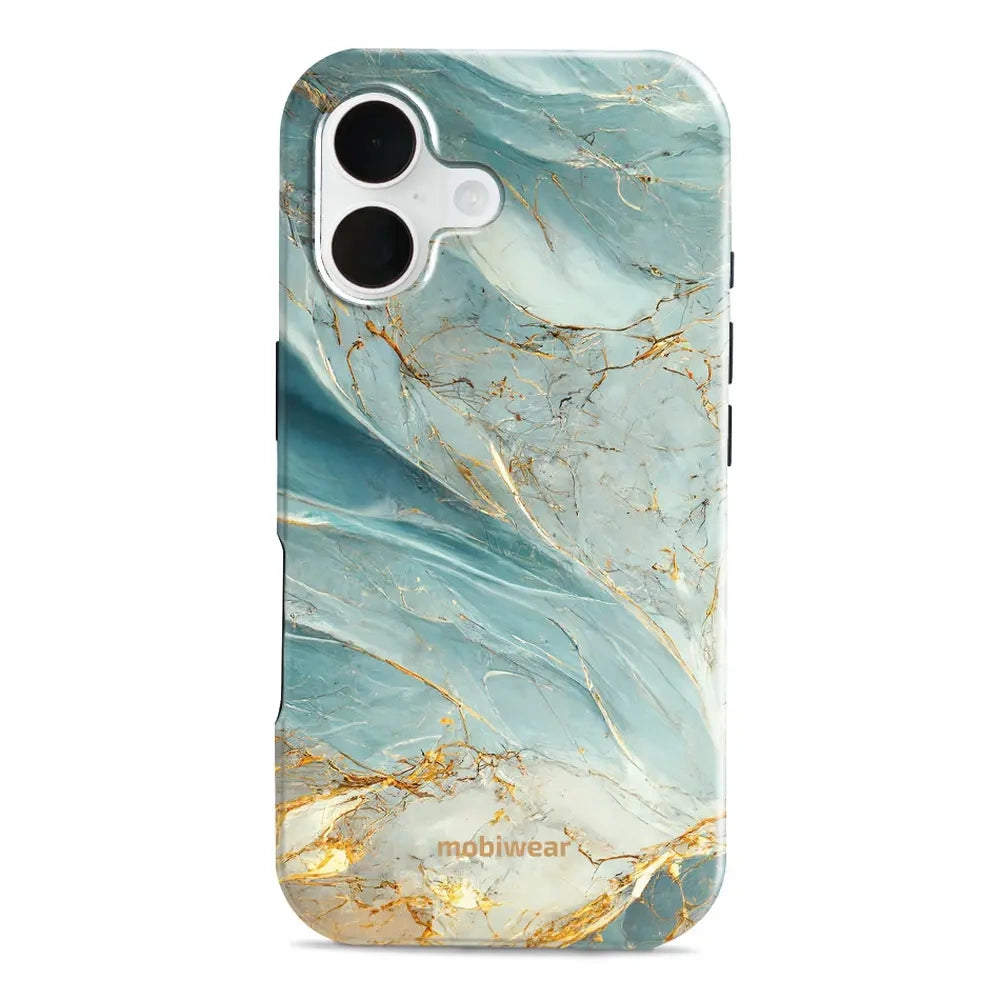 Handyhülle für iPhone 16, Mobiwear Elite Pro, Adern des Azur