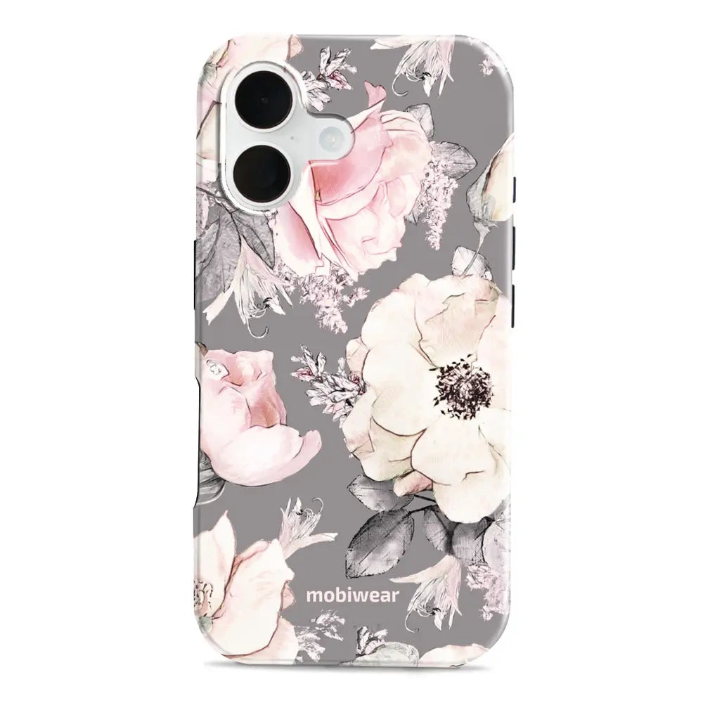 Handyhülle für iPhone 16, Mobiwear Elite Pro, Rosa-Blumig