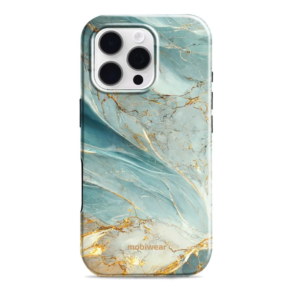 Handyhülle für iPhone 16 Pro, Mobiwear Elite Pro, Adern des Azur