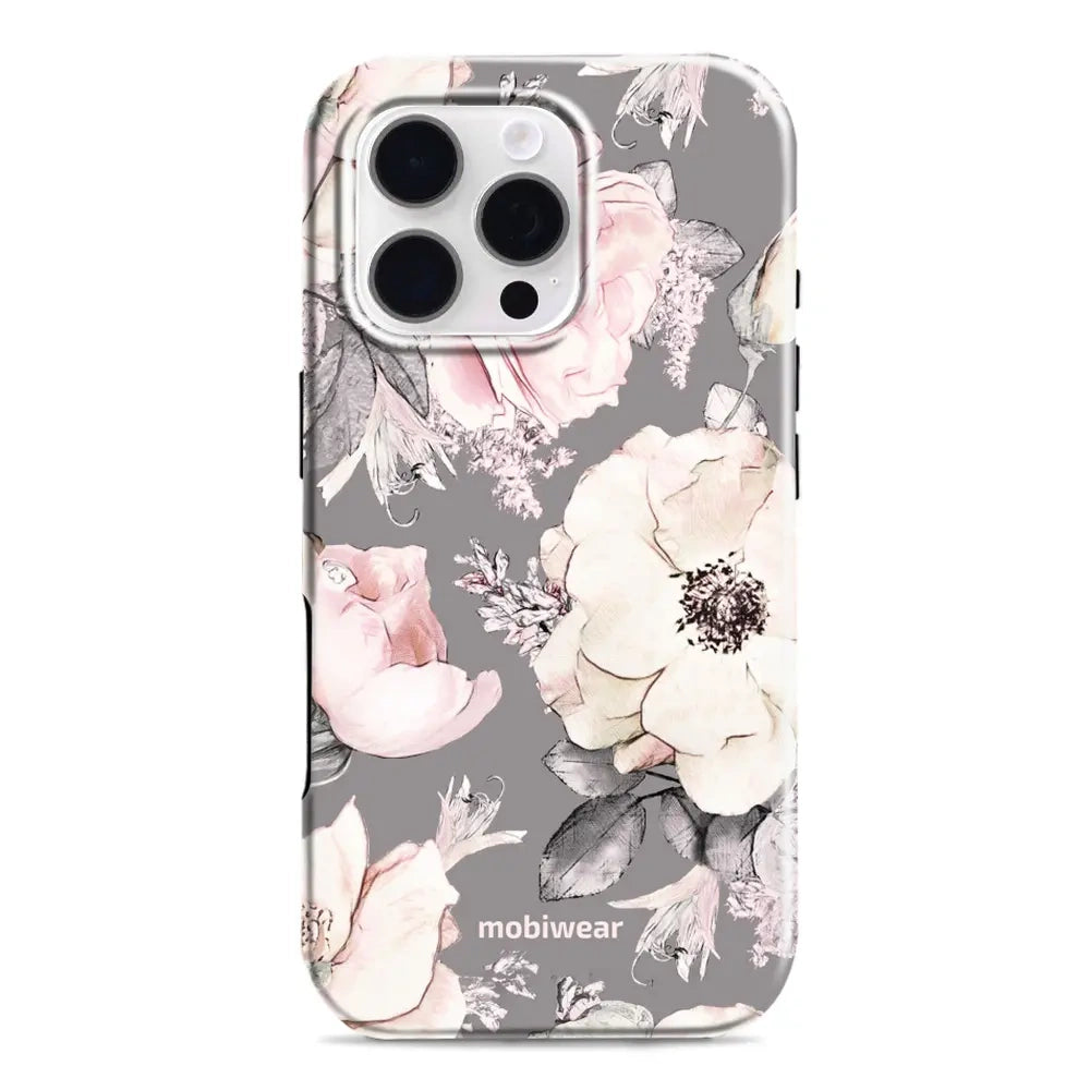 Handyhülle für iPhone 16 Pro, Mobiwear Elite Pro, Rosa-Blumig