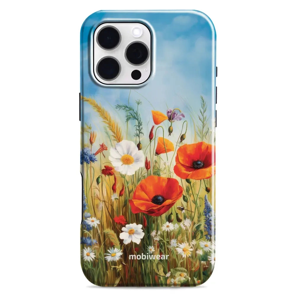 Handyhülle für iPhone 16 Pro Max, Mobiwear Elite Pro, Wiesenblumen
