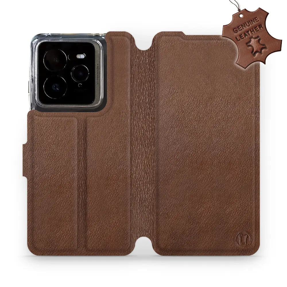 Echtleder Handyhülle für Realme GT 7 Pro, Mobiwear Leather, Braun