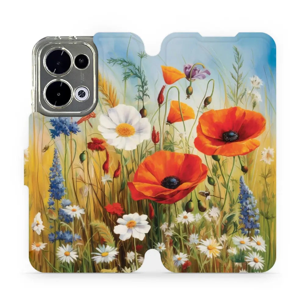 Handyhülle mit klappe für Oppo Reno13, Mobiwear Book, Wiesenblumen