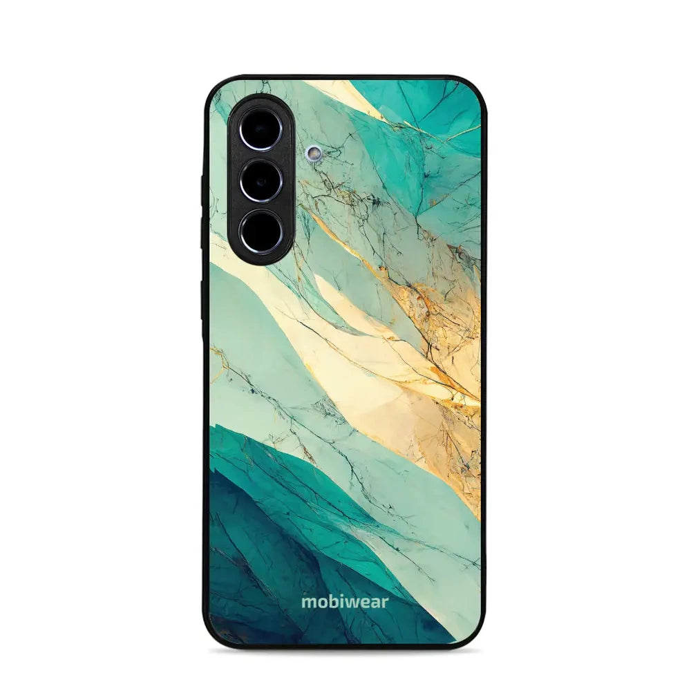 Handyhülle für Galaxy A56 5G, Mobiwear Glossy Case, Türkis-Marmor
