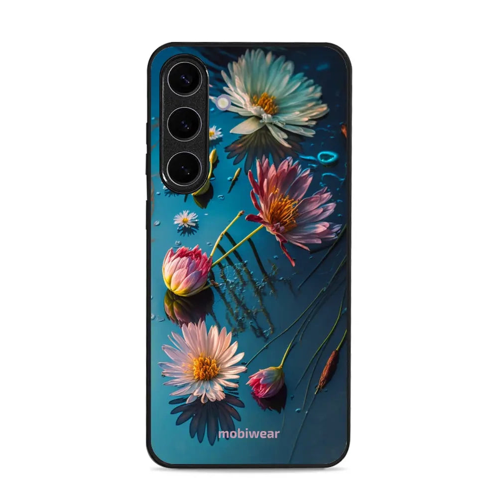Handyhülle für Galaxy S25 Plus, Mobiwear Glossy Case, Blau-Blumig