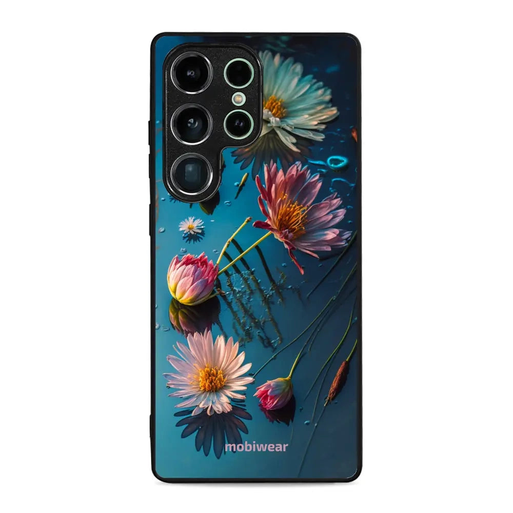 Handyhülle für Galaxy S25 Ultra, Mobiwear Glossy Case, Blau-Blumig
