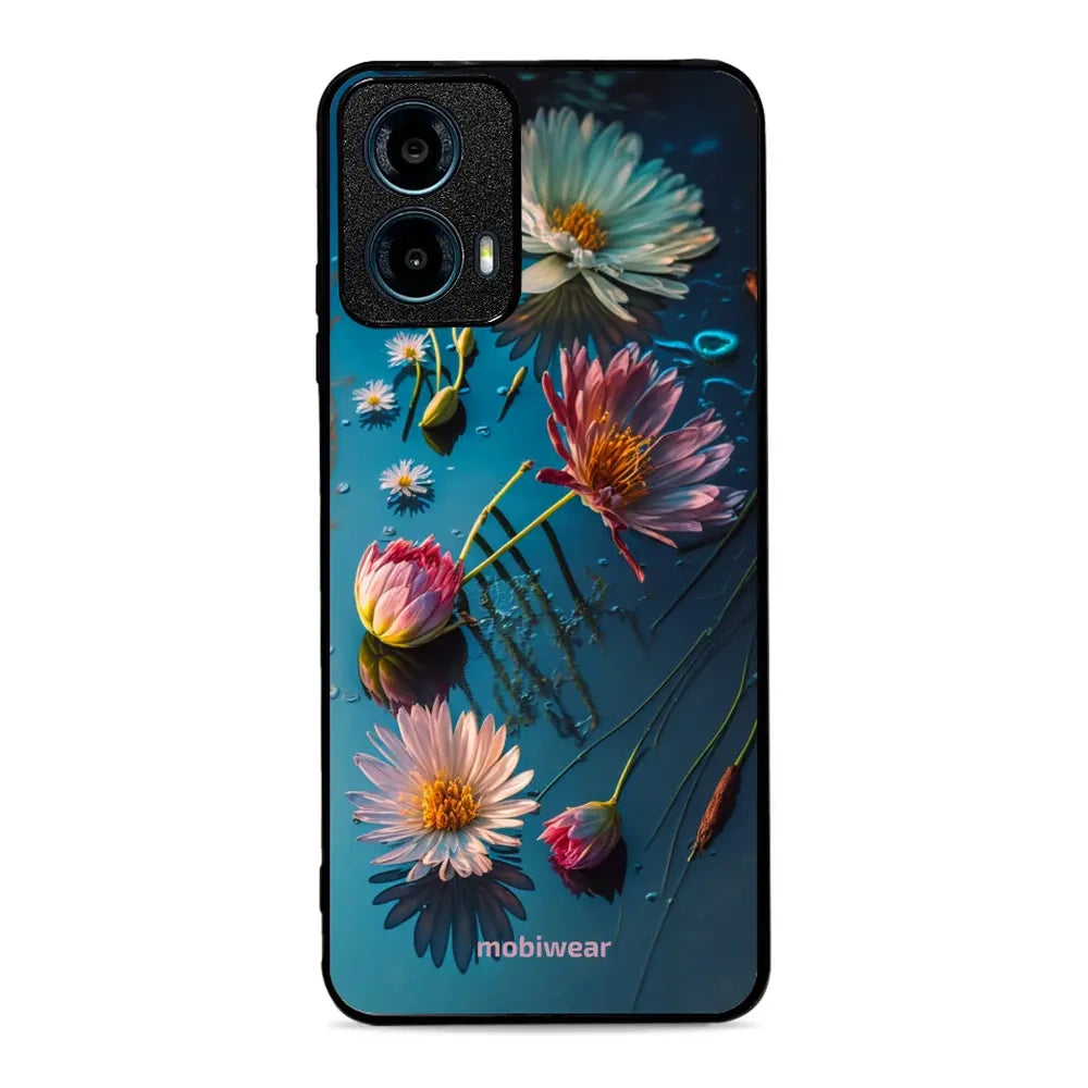 Handyhülle für Motorola Moto G34 5G, Mobiwear Glossy Case, Blau-Blumig
