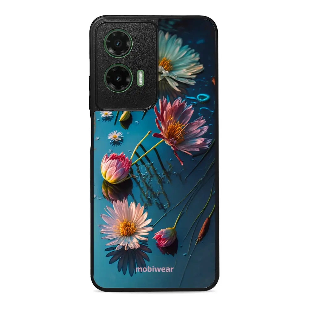 Handyhülle für Motorola Moto G35 5G, Mobiwear Glossy Case, Blau-Blumig