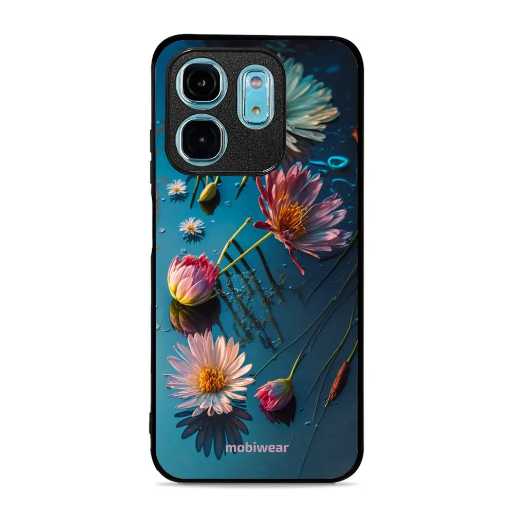 Handyhülle für Infinix Hot 50i, Mobiwear Glossy Case, Blau-Blumig